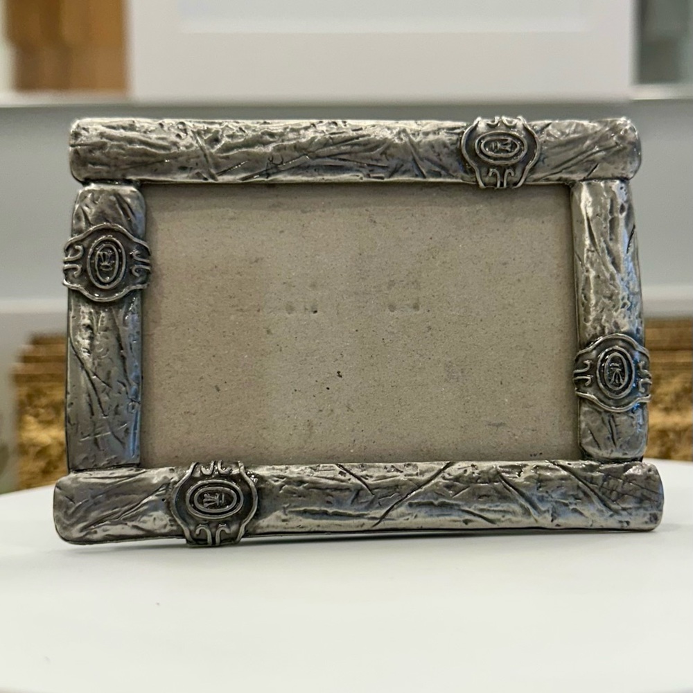 VTG Cigar Frame PERFECT Small 3x4 Silver/Pewter-Toned Frame - EUC